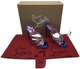 CHRISTIAN LOUBOUTIN MULTITASKI ALTA 120 PLATFORM SANDALS METALLIC HEELS SZ 37